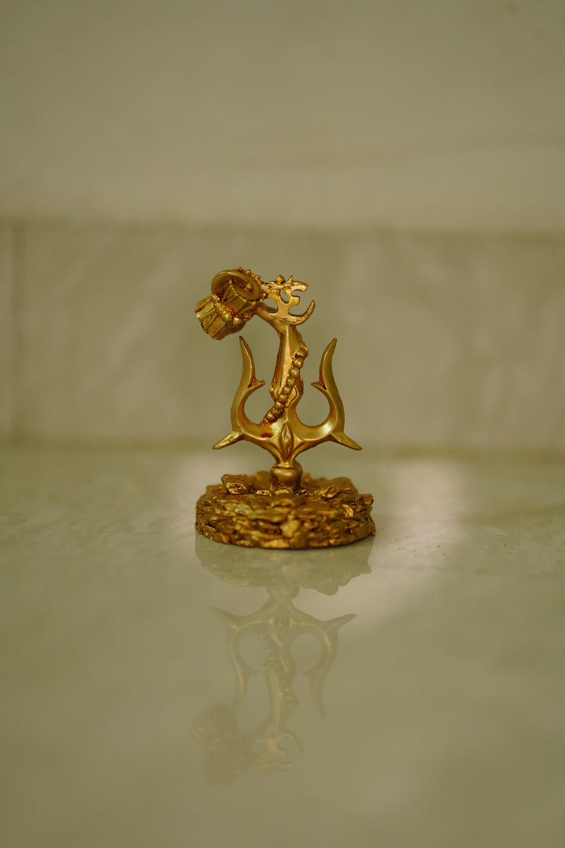 Shiv Trishul & Damru Idol – Gold Finish