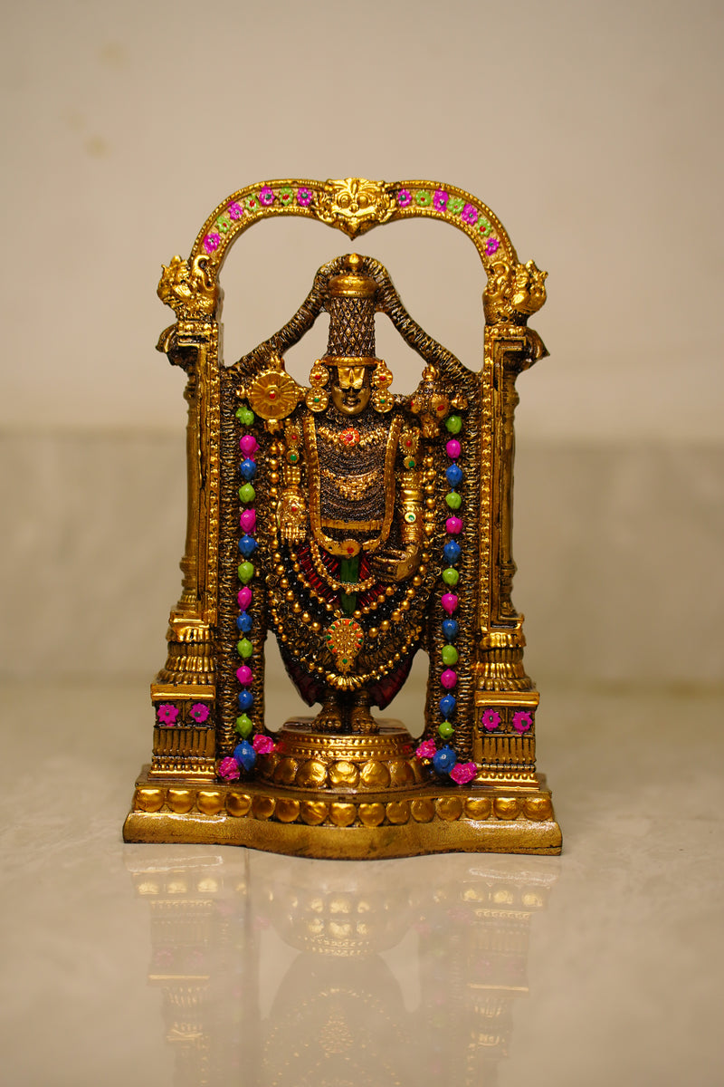 Balaji Tirupati Idol – Gold Finish with Stone Work
