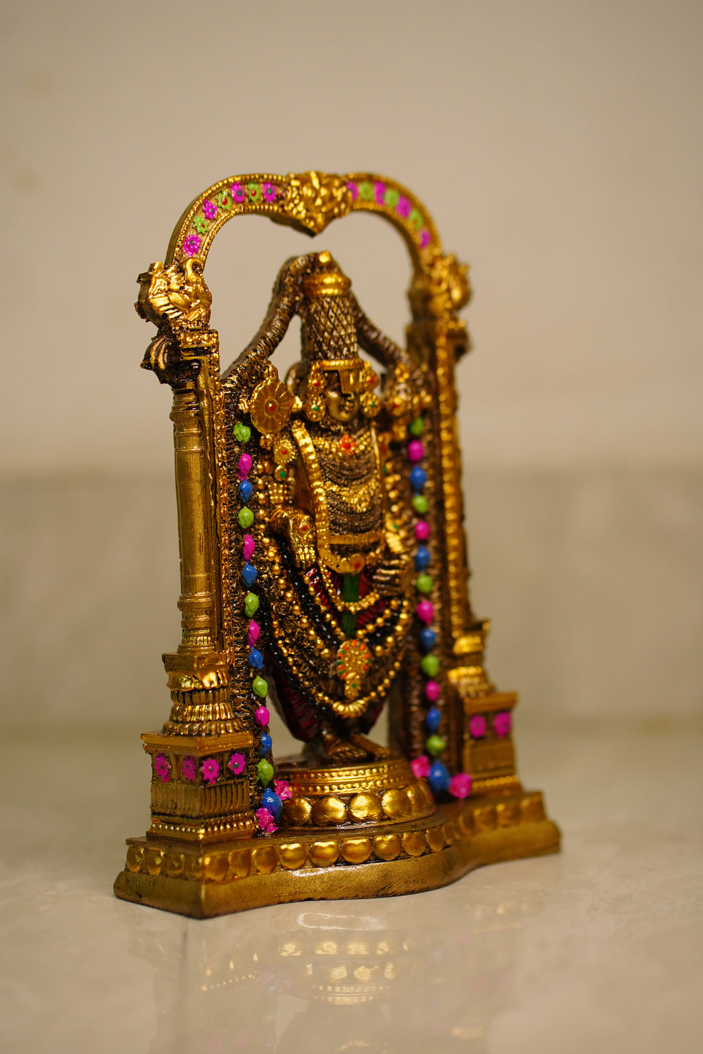 Balaji Tirupati Idol – Gold Finish with Stone Work