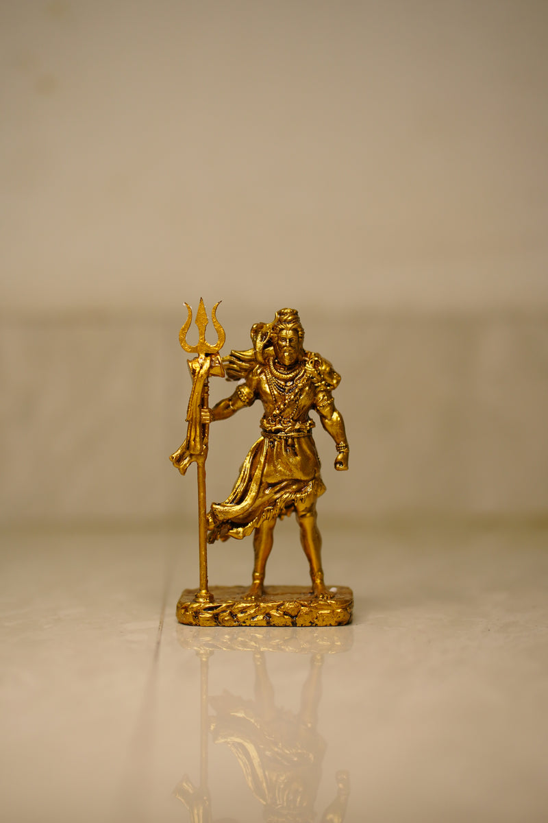 Mahadev Shiv Idol with Trishul – Gold Finish