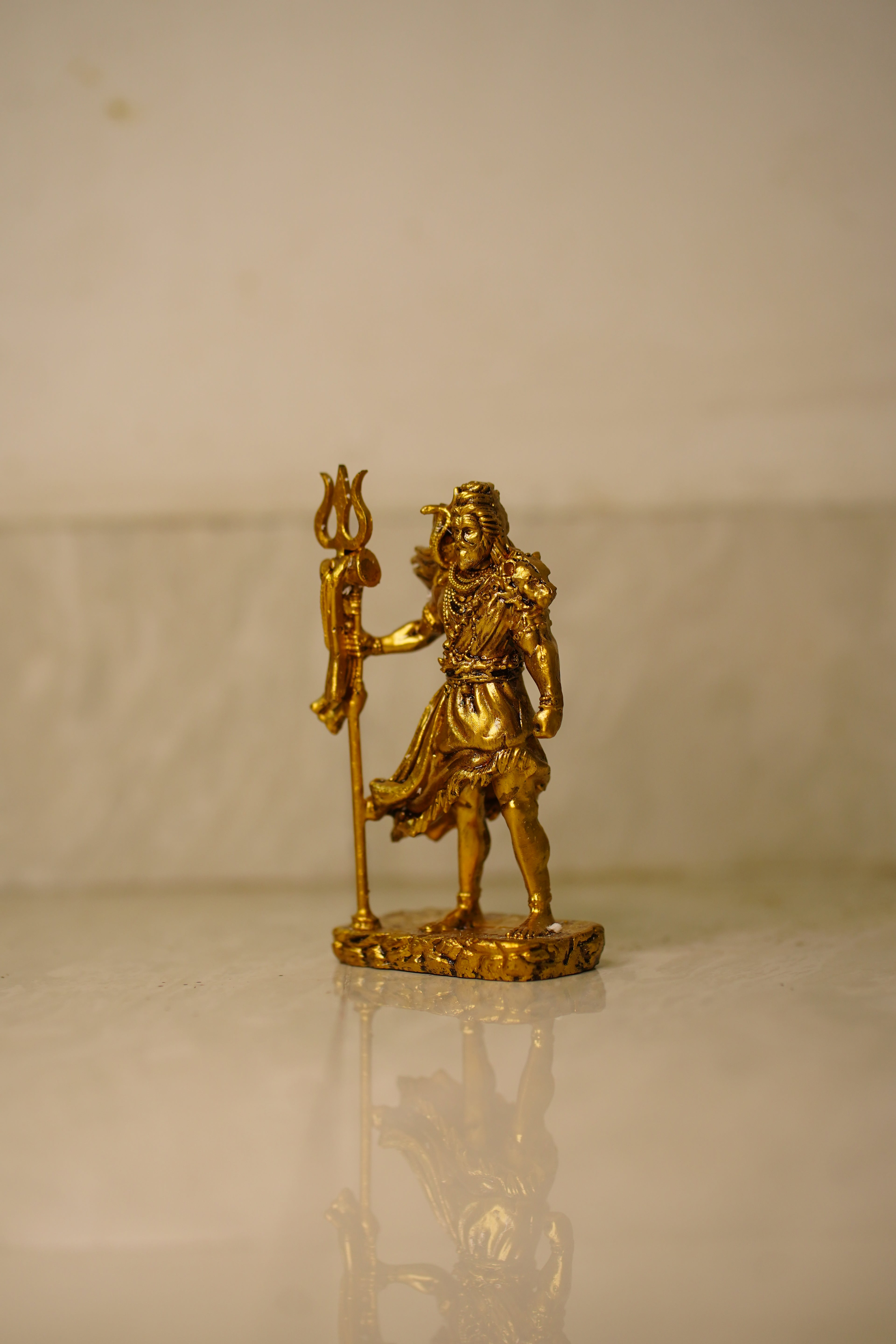 Mahadev Shiv Idol with Trishul – Gold Finish
