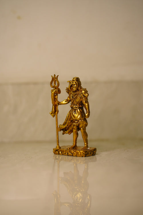 Mahadev Shiv Idol with Trishul – Gold Finish