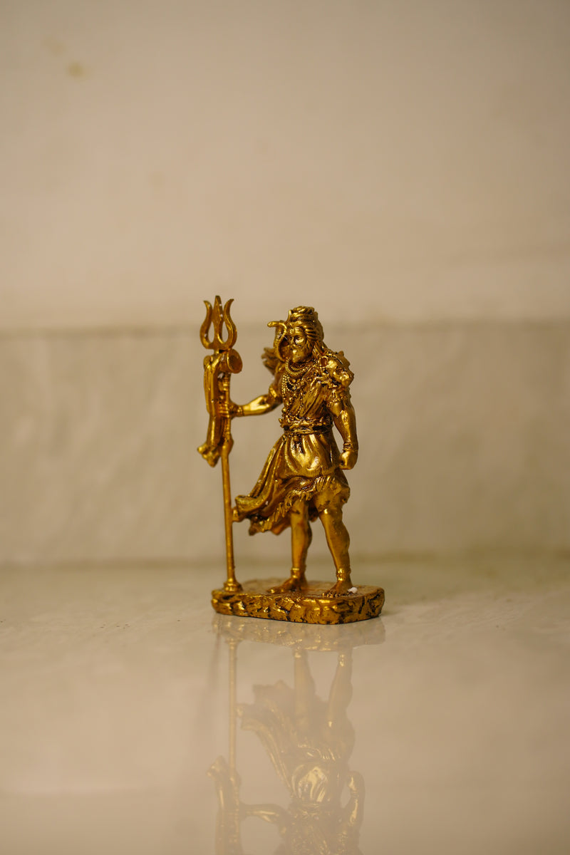 Mahadev Shiv Idol with Trishul – Gold Finish