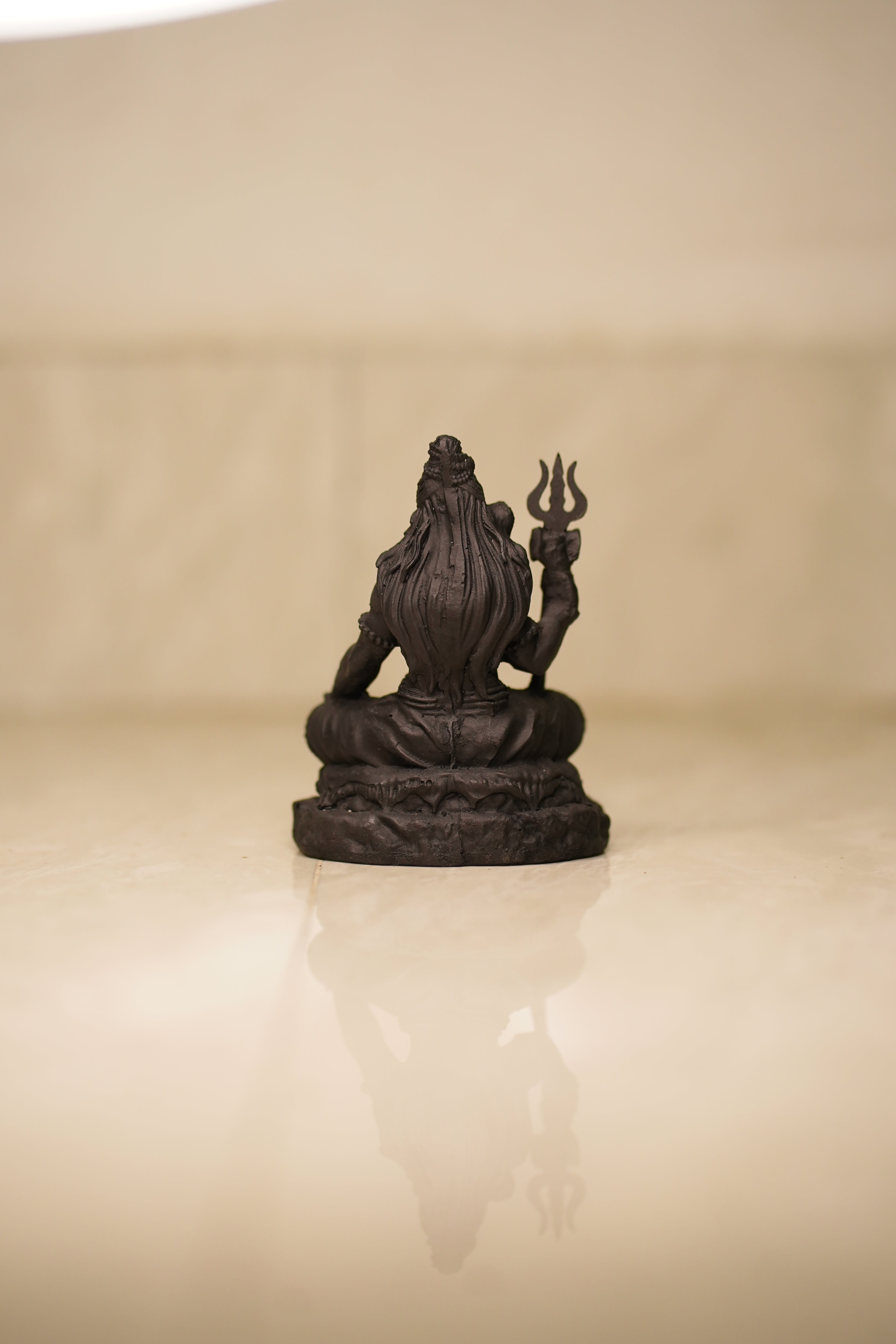 Meditating Shiv Ji Idol with Trishul – Matte Black