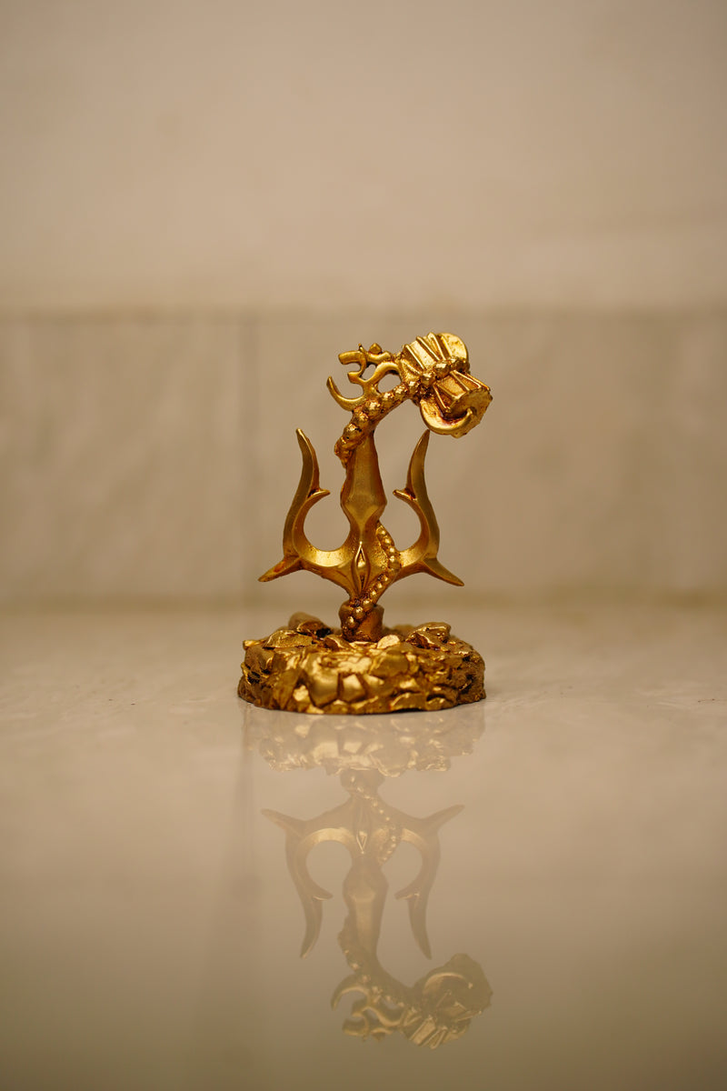 Shiv Trishul & Damru Idol – Gold Finish