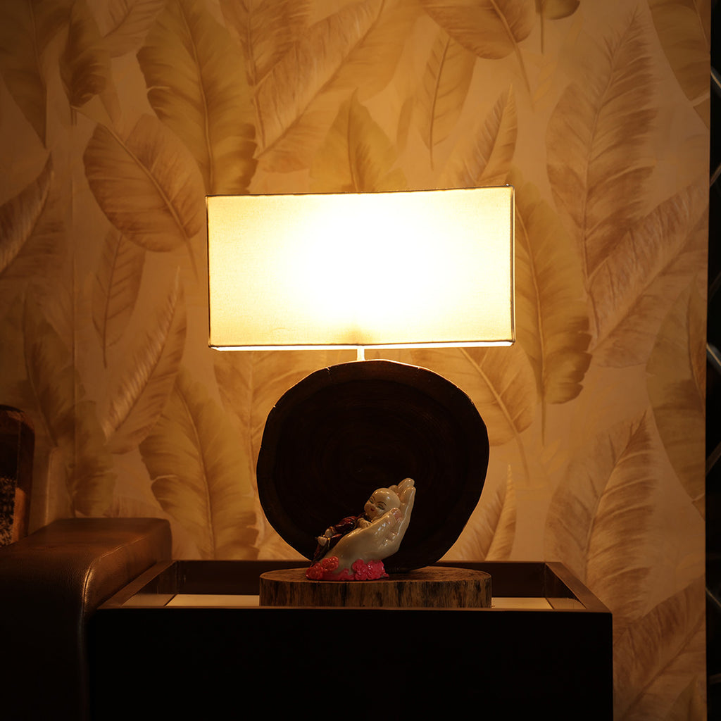 Aure- Handcrafted Sheesham wood ambient lamp