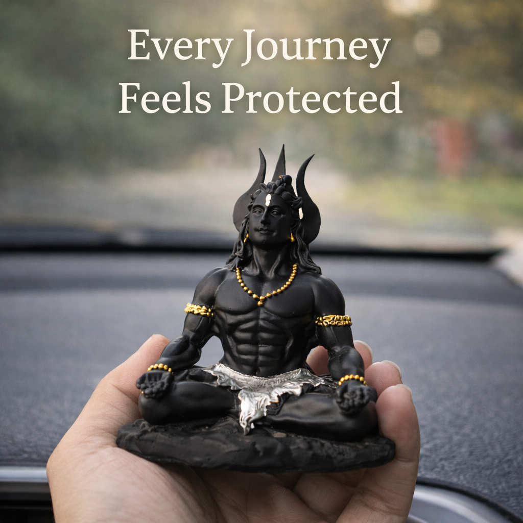 Adiyogi Shiva Idol For Car Dashboard – Matte Black