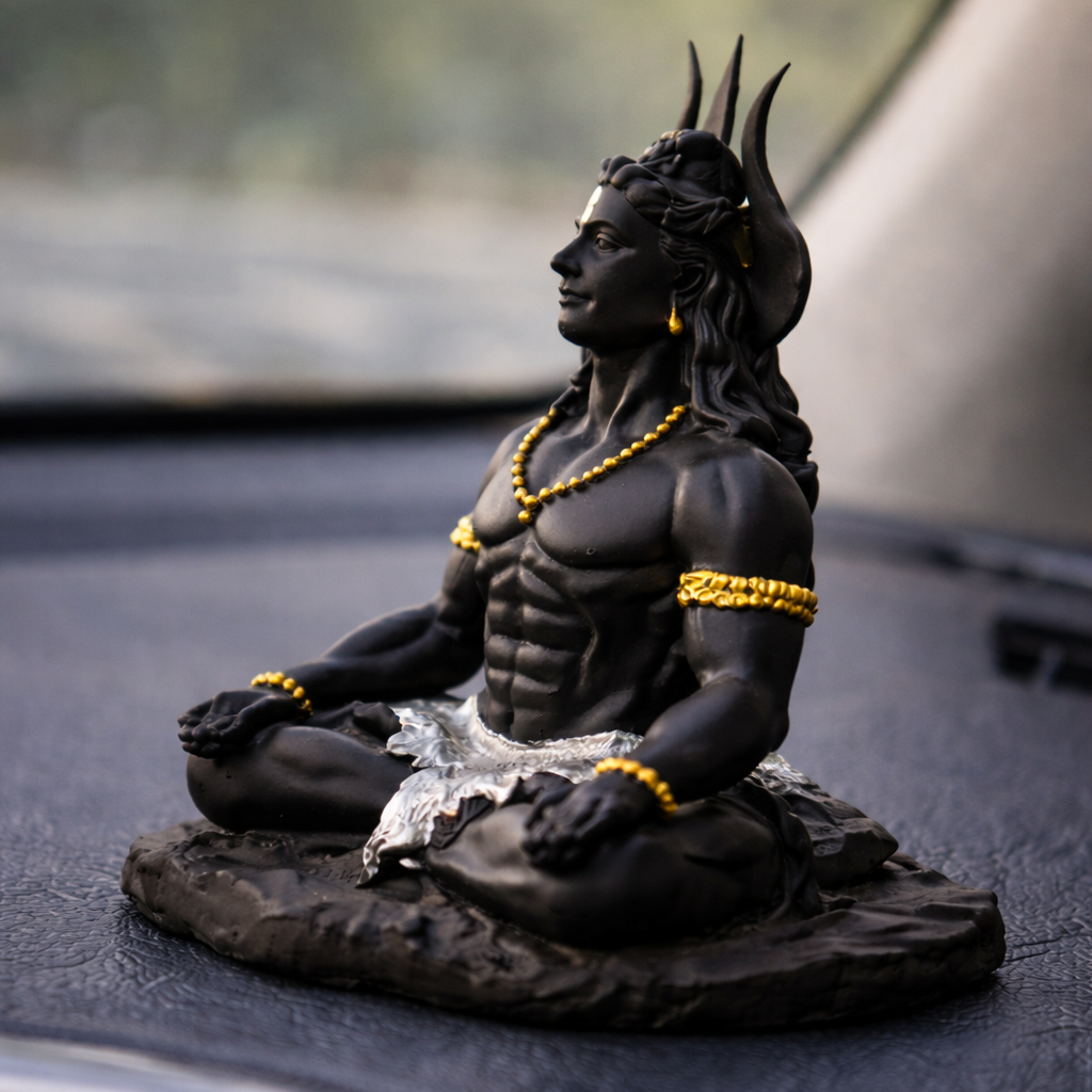 Adiyogi Shiva Idol For Car Dashboard – Matte Black