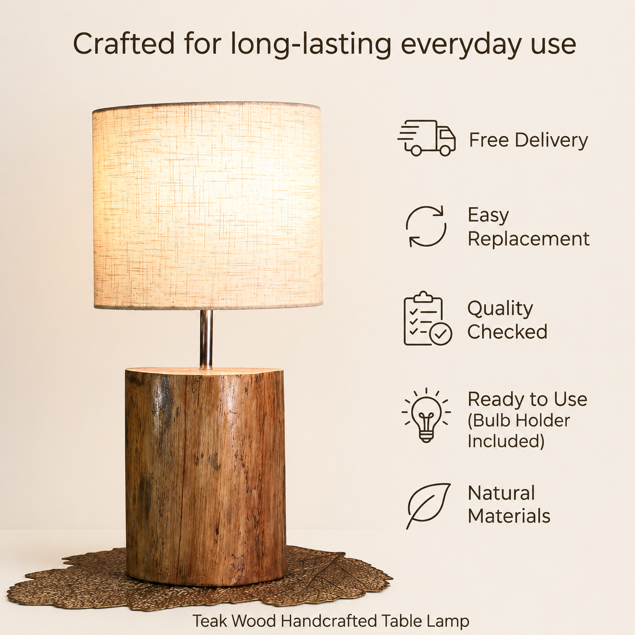 Saanjh- Handcrafted teak wood ambient lamp