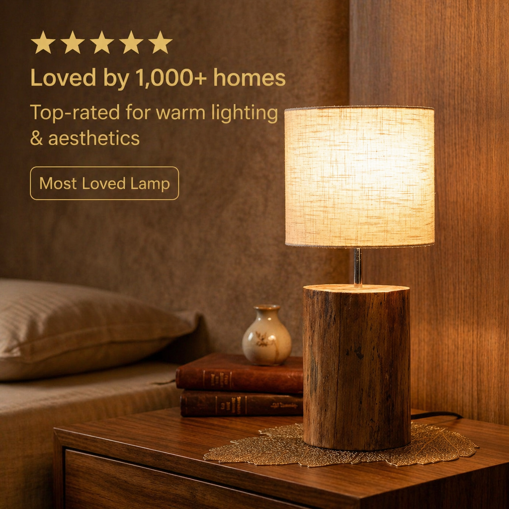 Saanjh- Handcrafted teak wood ambient lamp