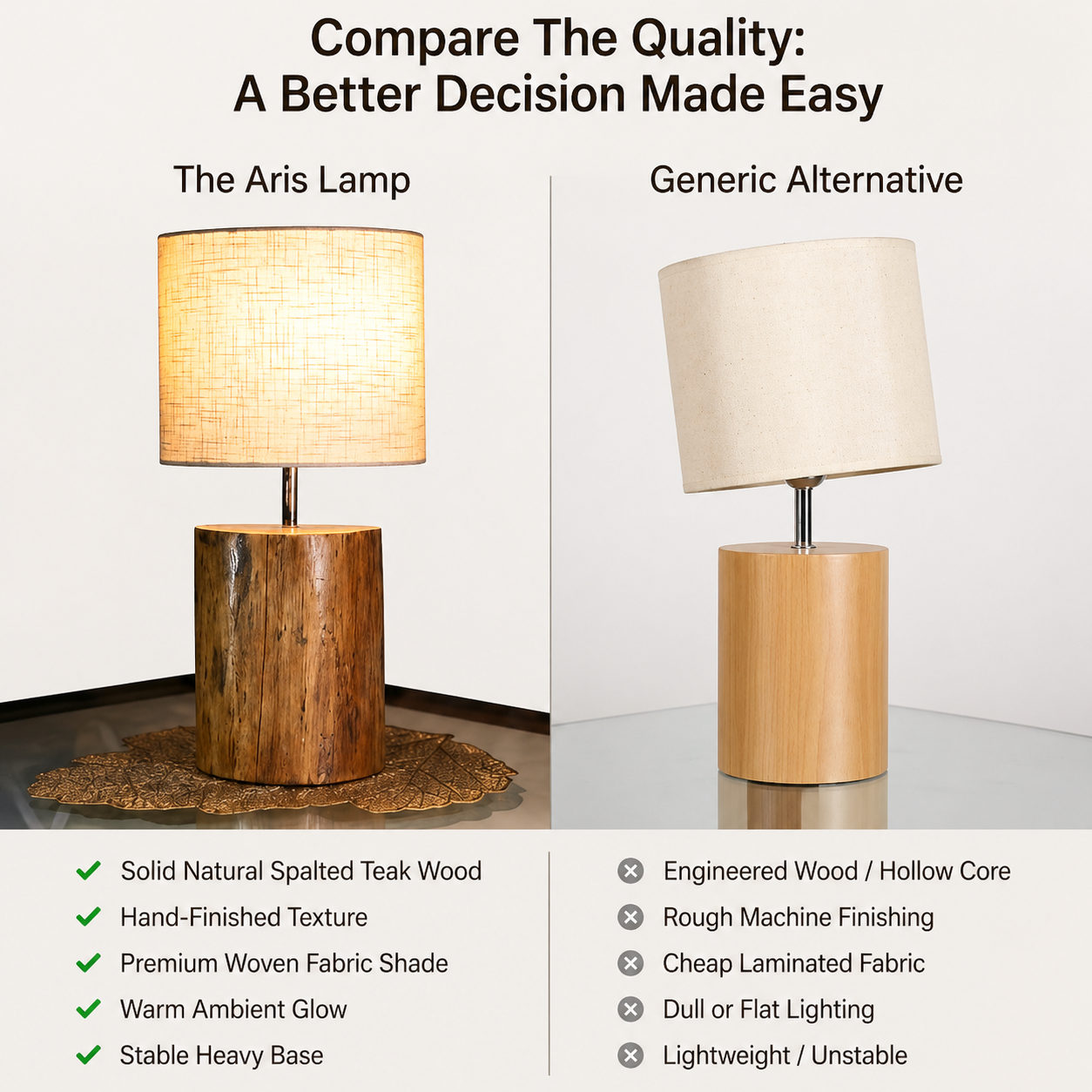 Saanjh- Handcrafted teak wood ambient lamp