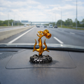 Shiva Trishul with Damru – Gold Finish For Car Dashboard