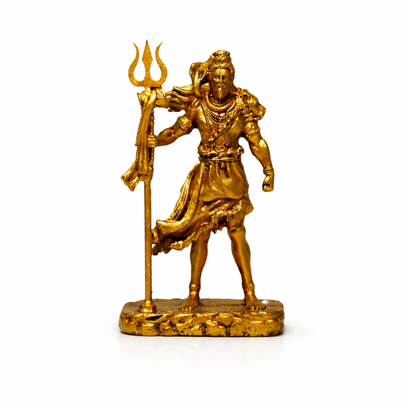 Mahadev Shiv Idol with Trishul – Gold Finish