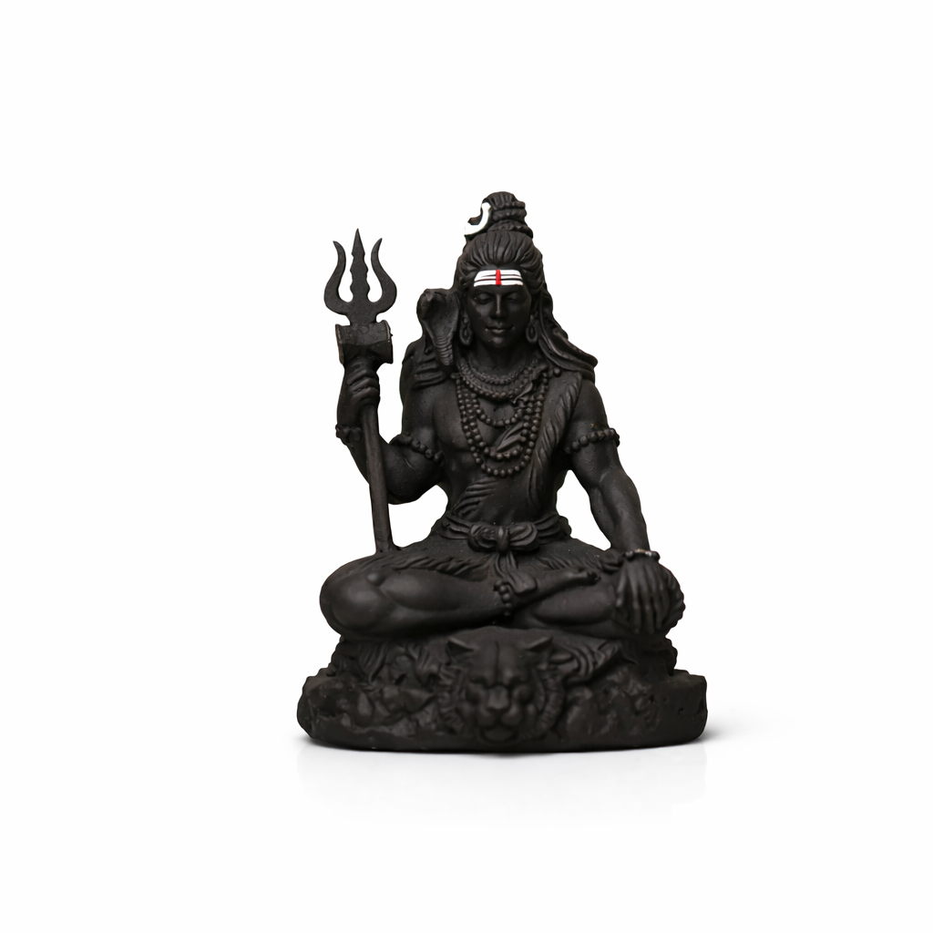 Meditating Shiv Ji Idol with Trishul – Matte Black