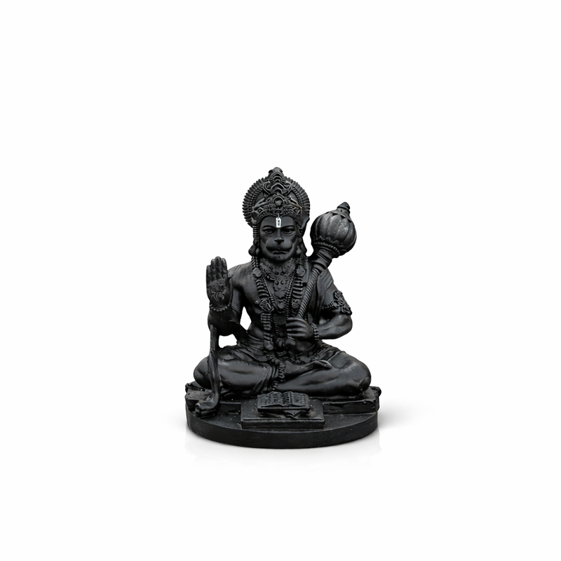 Hanuman Ji Blessing Idol – Matte Black Finish