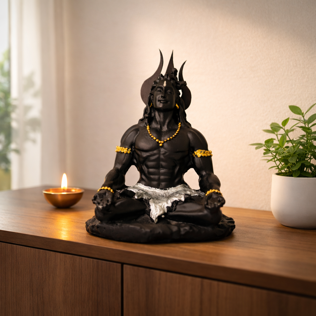 Adiyogi Shiva Idol – Matte Black