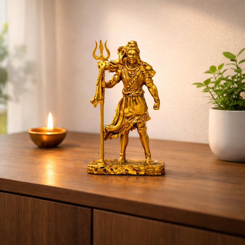Mahadev Shiv Idol with Trishul – Gold Finish