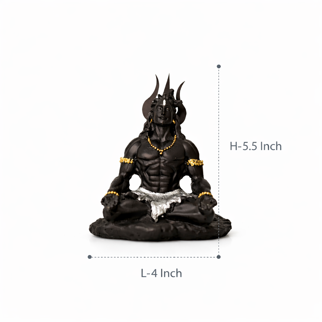 Adiyogi Shiva Idol For Car Dashboard – Matte Black