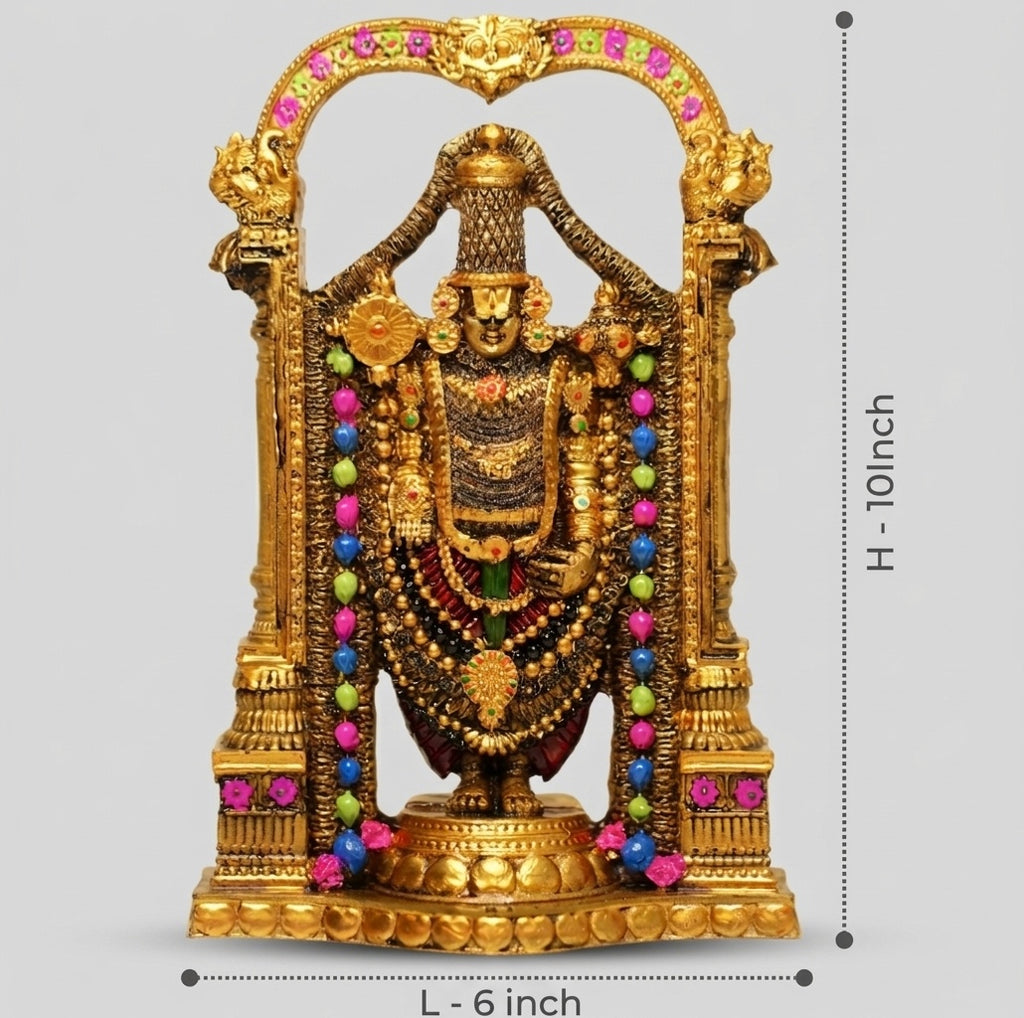 Tirupati Balaji – Gold Finish with Stone Work