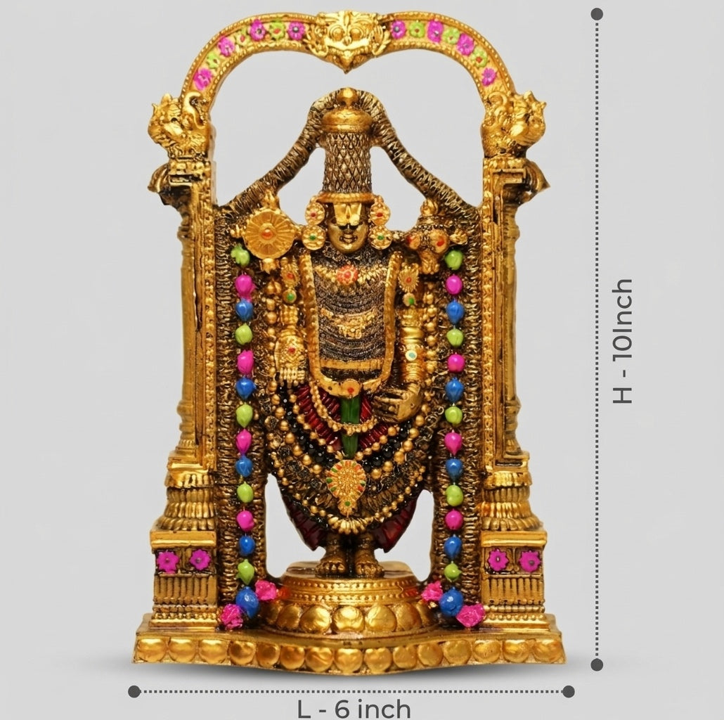 Tirupati Balaji – Gold Finish with Stone Work