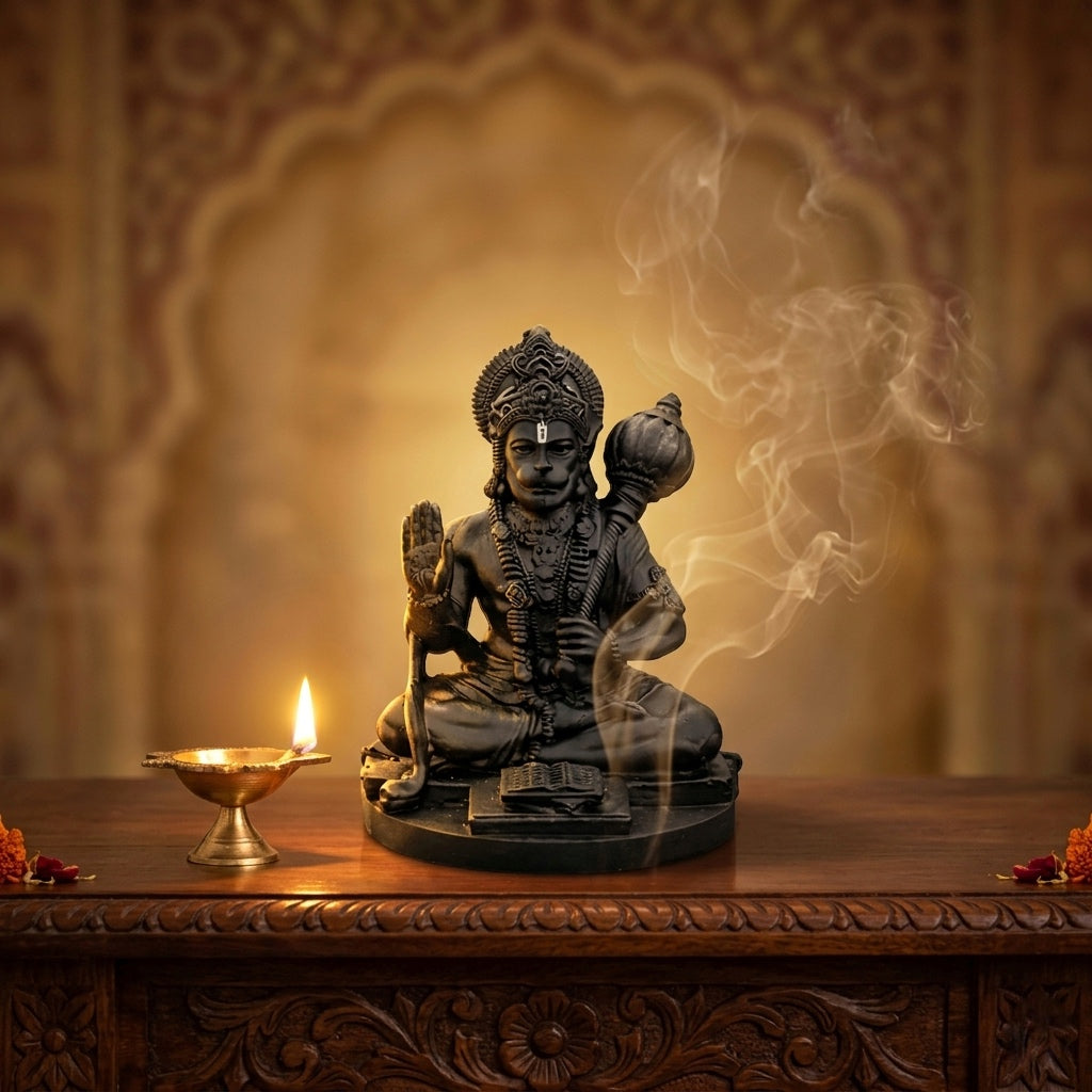 Blessing Hanuman Ji  – Matte Black Finish