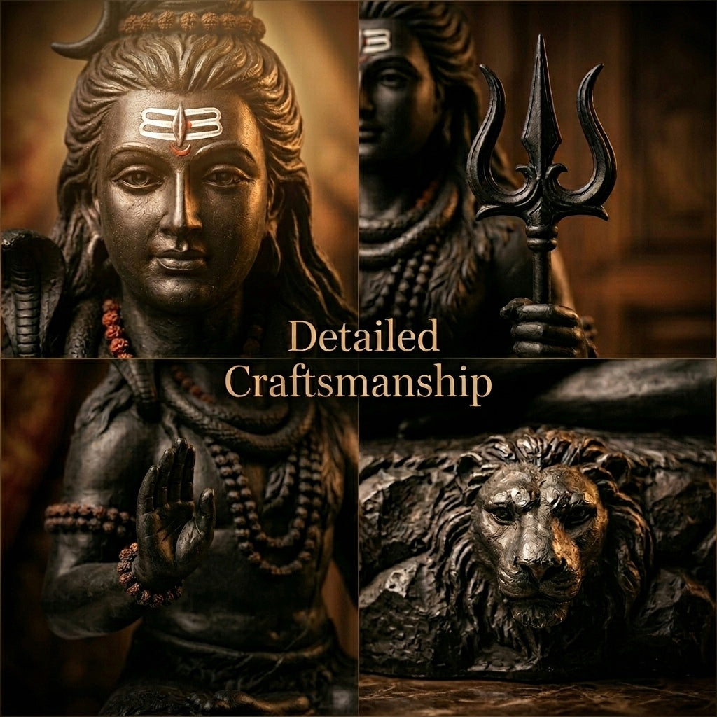 Adiyogi Shiva Idol For Car Dashboard – Matte Black