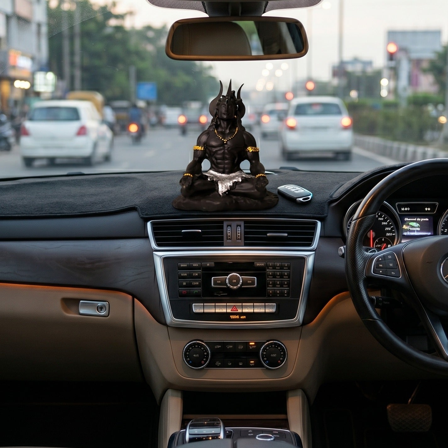 Adiyogi Shiva Idol For Car Dashboard – Matte Black