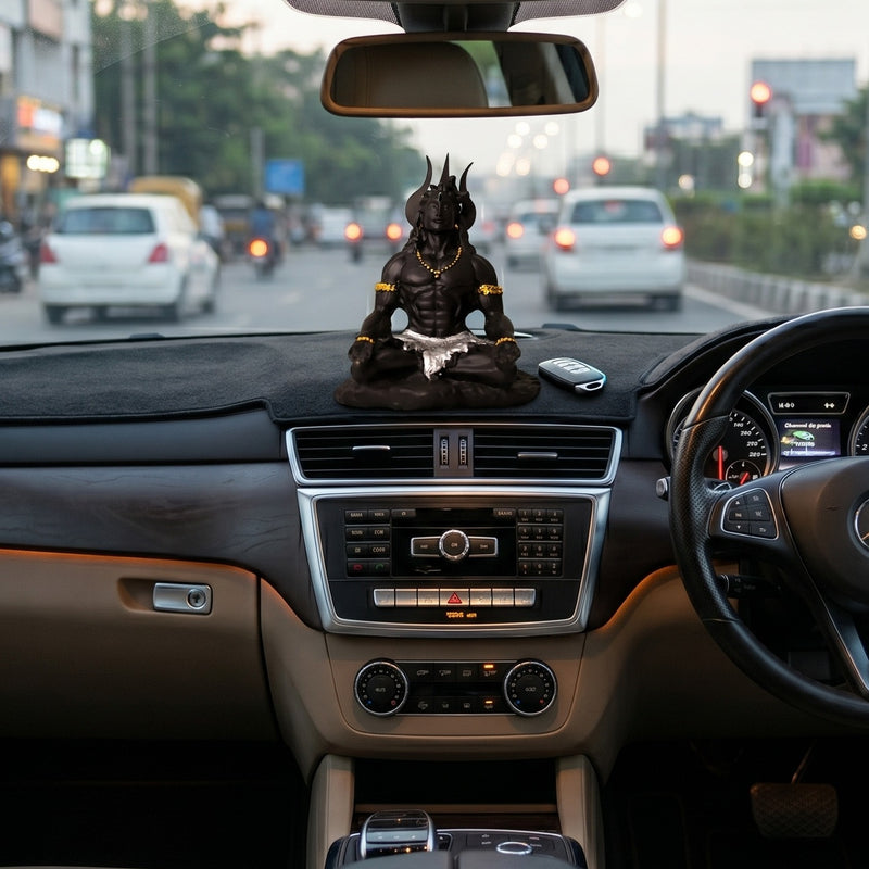 Adiyogi Shiva Idol For Car Dashboard – Matte Black