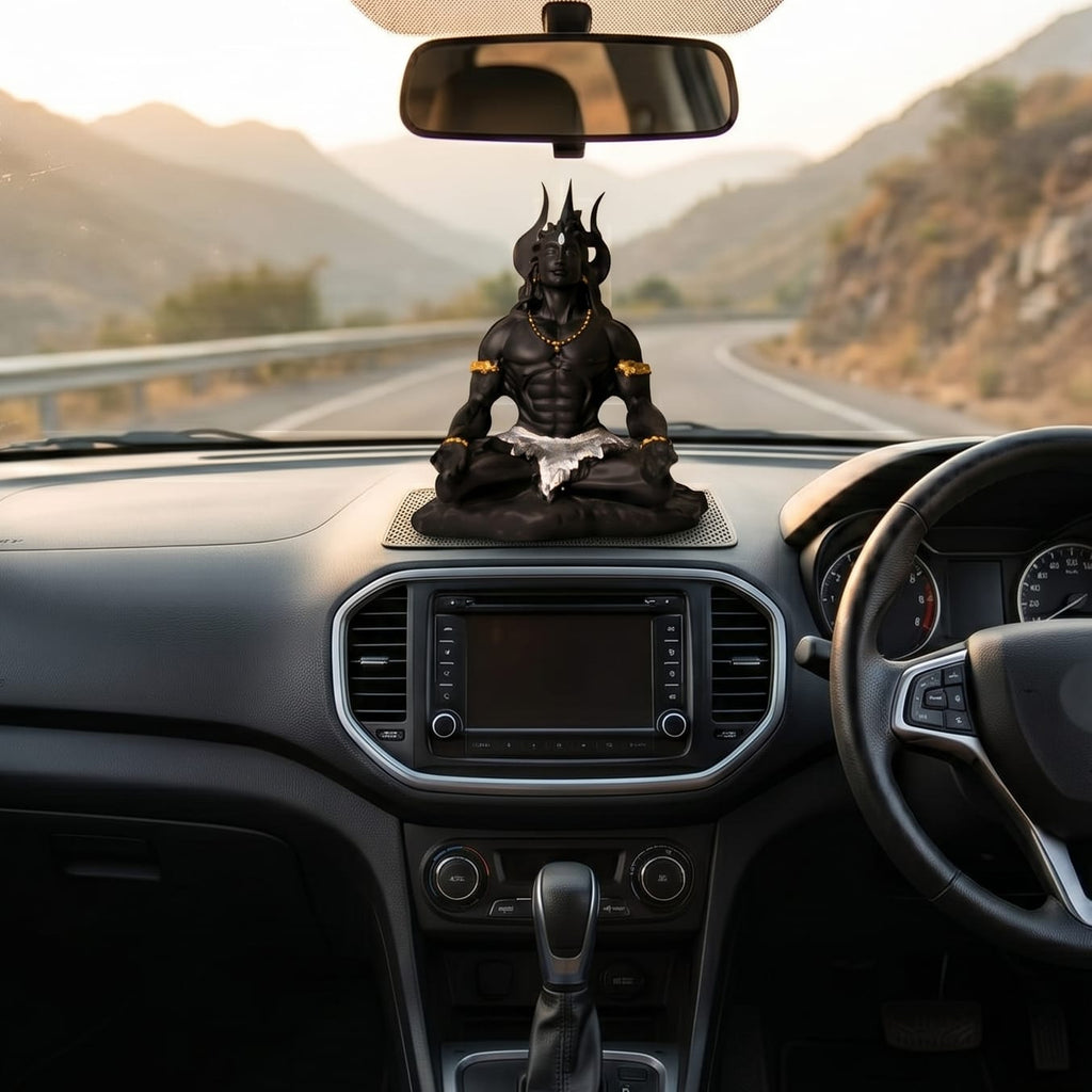 Adiyogi Shiva Idol For Car Dashboard – Matte Black
