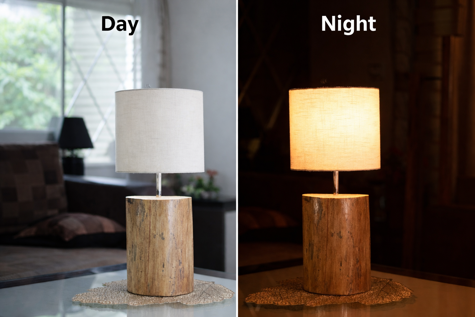 Saanjh- Handcrafted teak wood ambient lamp