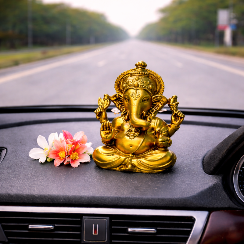 Vinayak Ganesha– Gold Finish For Car Dashboard