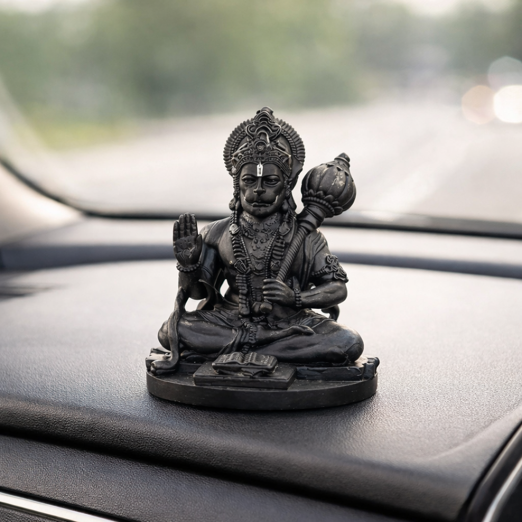 Blessing Hanuman Ji – Matte Black Finish For Car Dashboard