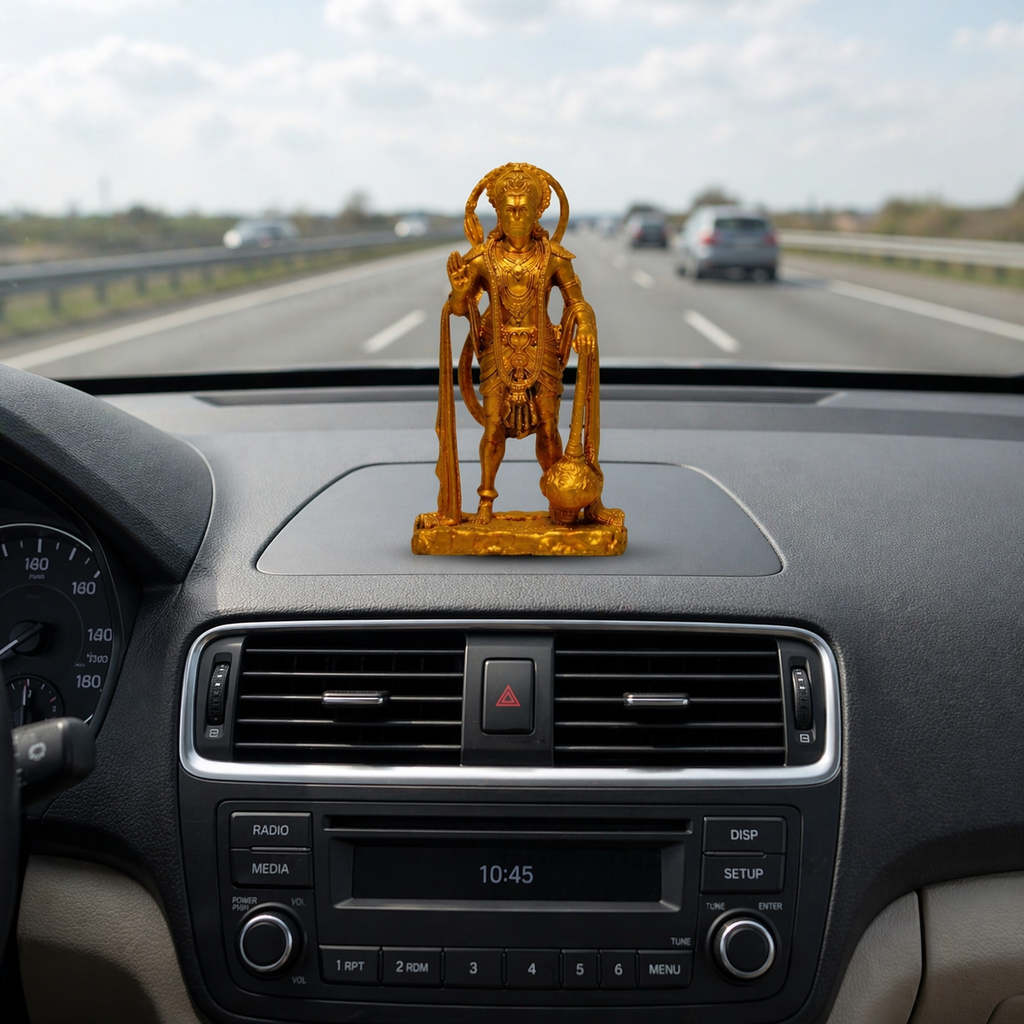 Sarangpur Hanuman ji for car dashboard – Gold Finish