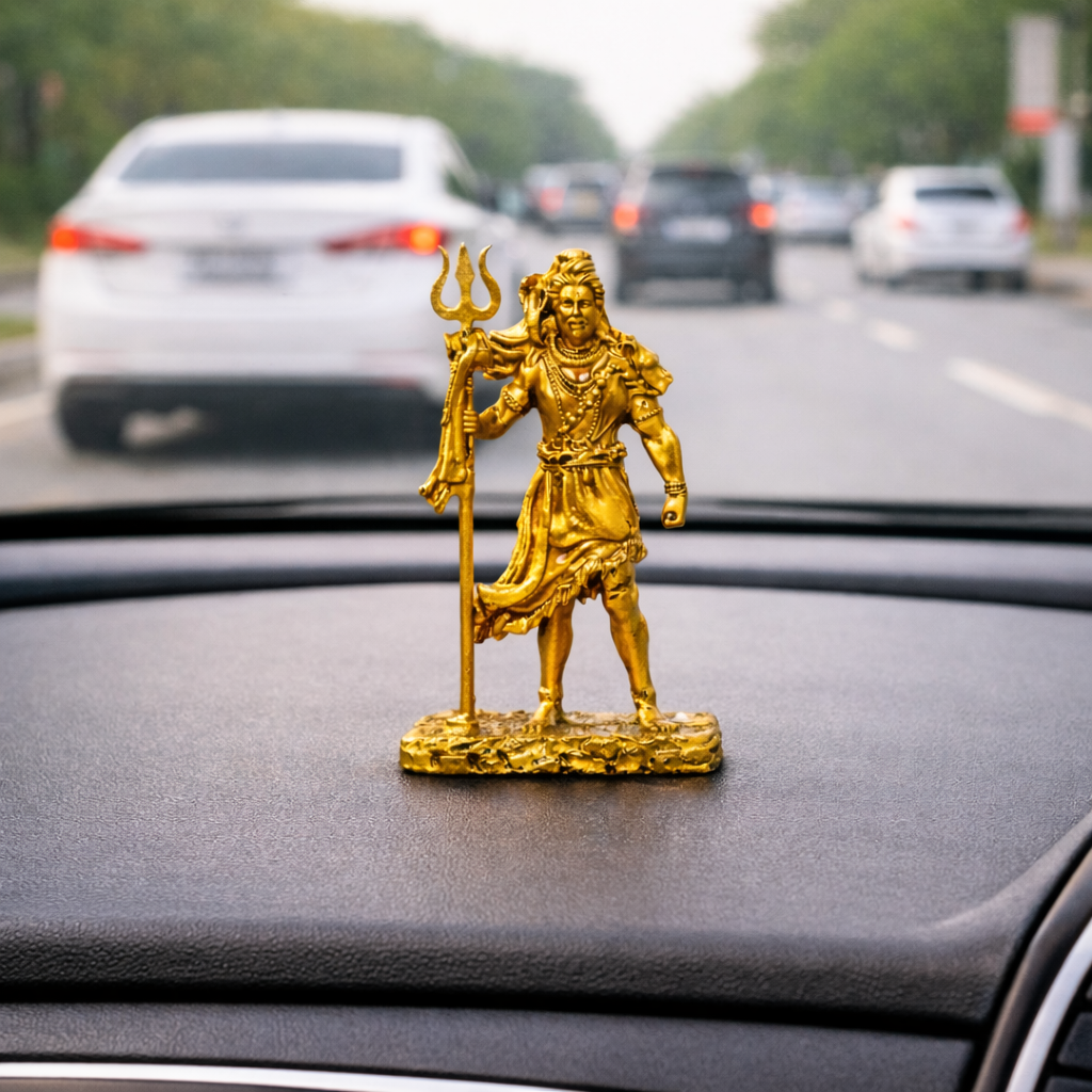 Standing Mahadev – Gold Finish For Car Dashboard